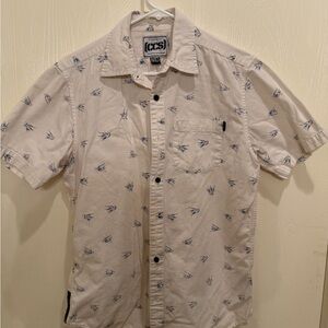 CCS Men's Cream and Blue Casual Shirt